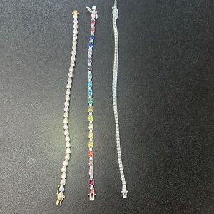 Diamonique Multicolor and Silver Bracelet Set